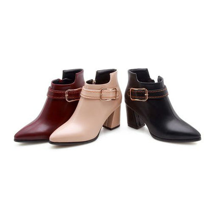 Women Pointed Toe High Heels Short Boots