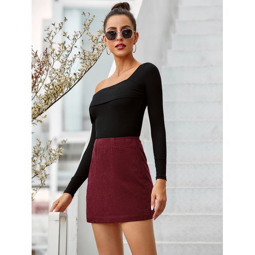 Ins Retro Fashion High Waist Corduroy Packet Buttock Short Women Skirts