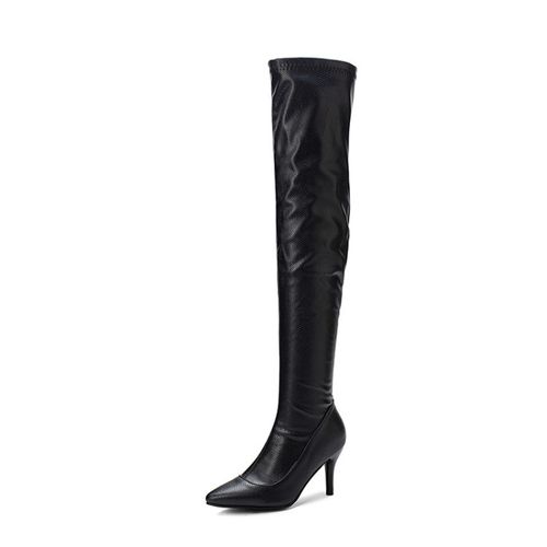 Women Pointed Toe Snake Pattern High Heel Tall Boots