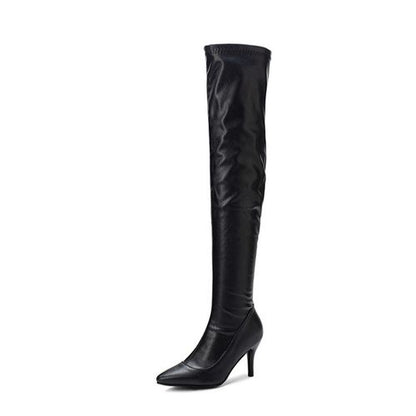 Women Pointed Toe Snake Pattern High Heel Tall Boots