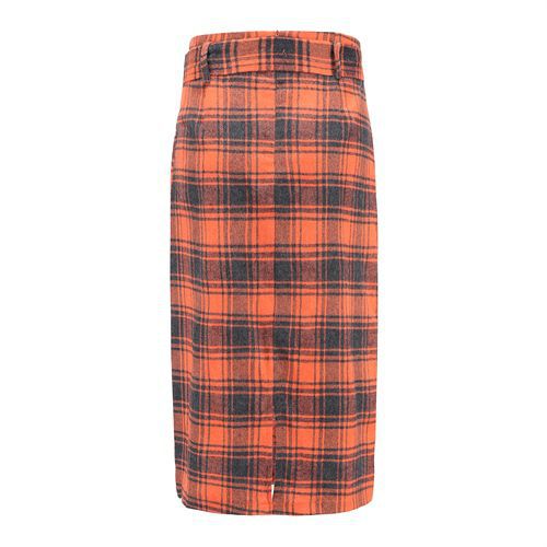 Plaid Mid Long All-matched Belt A-line Women Skirts