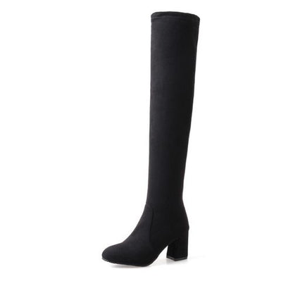 Women Zipper High Heel Thigh High Boots