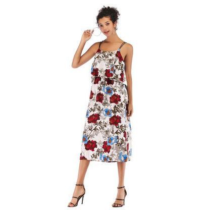 Floral Print on Chiffon Skirt Women Dresses