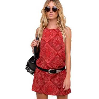 Fashion Totem Plaid Shoulder Lace-up Halter Pencil Hot Holiday Women's Dresses