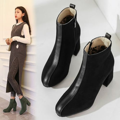 Round Toe Women's High Heeled Ankle Boots