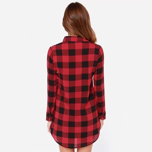 Leisure Plaid Spring Slim Joker Medium and Long Women Blouses