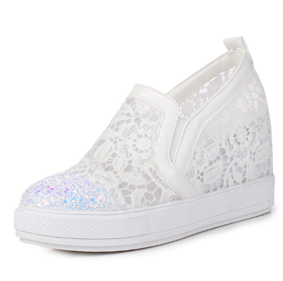 Sequined Women Wedges Cutout Platform Shoes