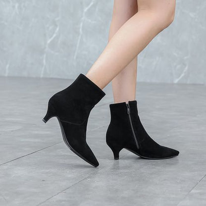 Pointed Toe Zipper Women's High Heeled Ankle Boots