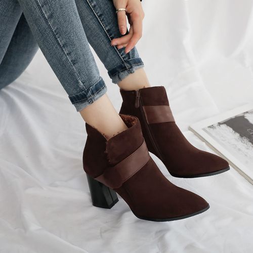 Women Suede High Heels Short Boots