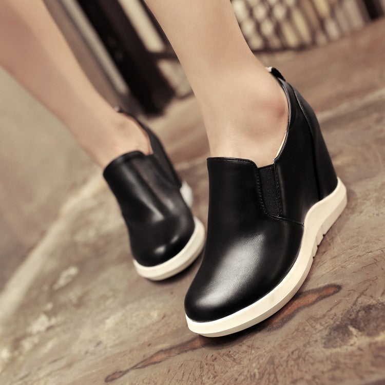 Women Wedges Height Increasing Loafers Platform Shoes